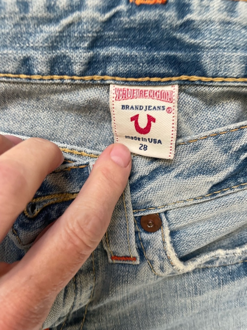 True Religion Women's Light Blue Distressed Flare Jeans - Picture 2 of 4